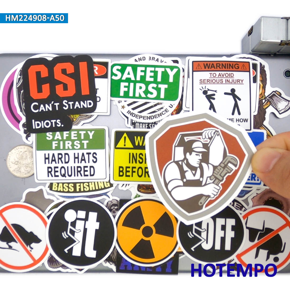 Heavy Equipment Stickers - 20/30/50個、 安全第一デカール、 危険警告、 注意のヒント、 ヘルメットステッカーを混ぜる, オートバイ、車、自転車、荷物、電話、ギター、